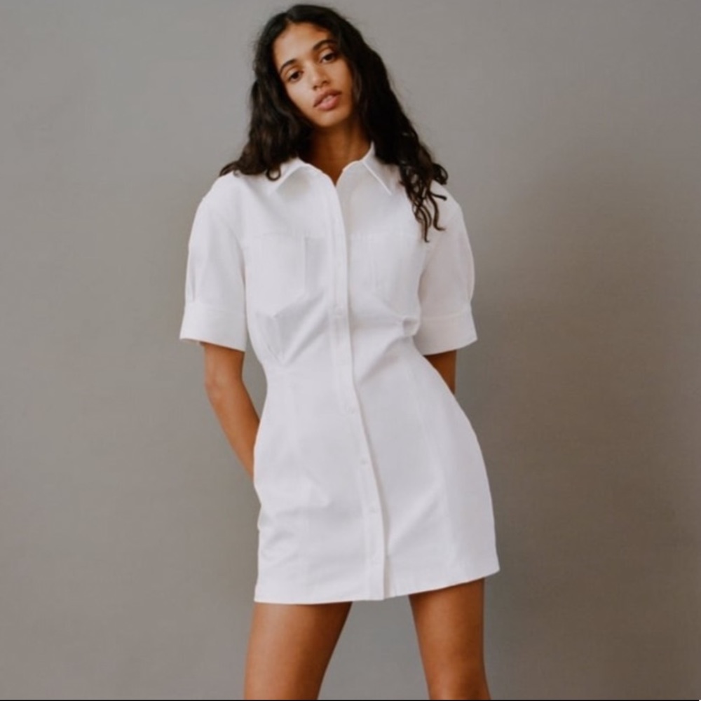 Zara White Mini Shirt Dress
